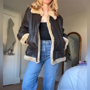 XOXO leather fur coat